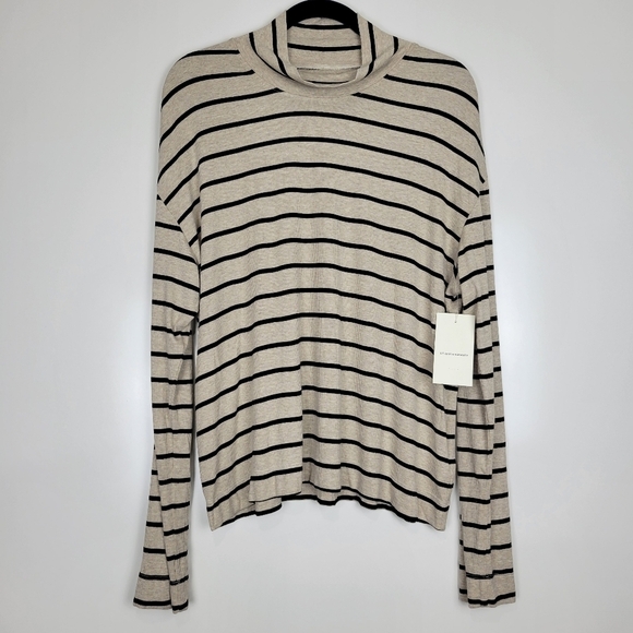 NWT Citizens of Humanity Selma Striped Turtleneck Top in Oatmeal Striped Size XL - Picture 5 of 14